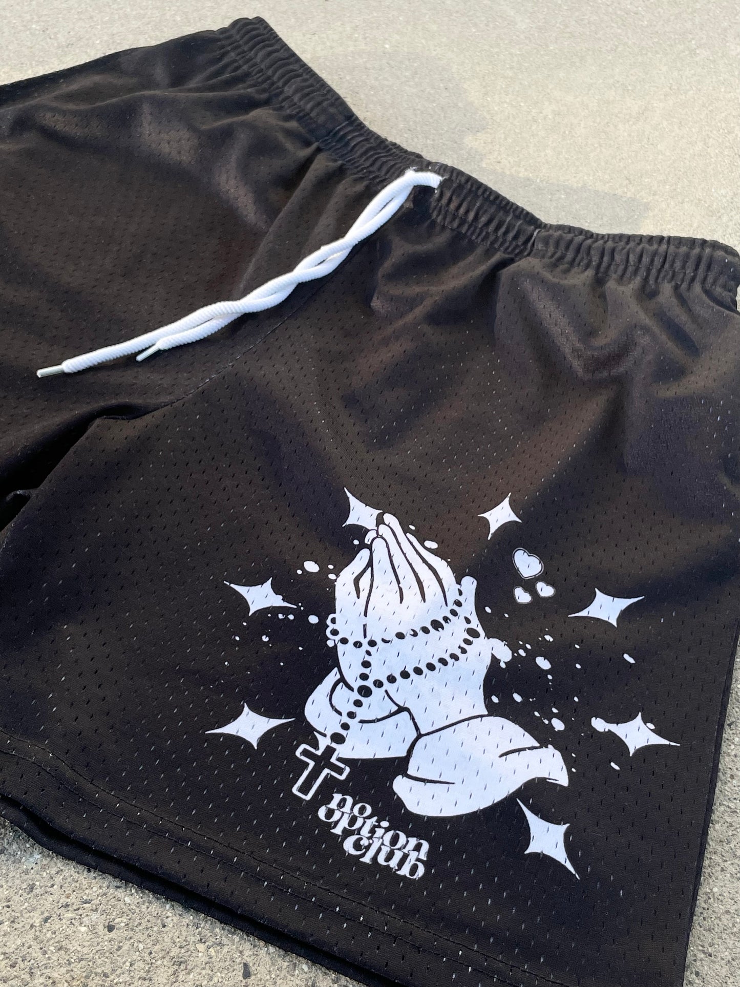 BLACK ETHERNAL MESH SHORTS