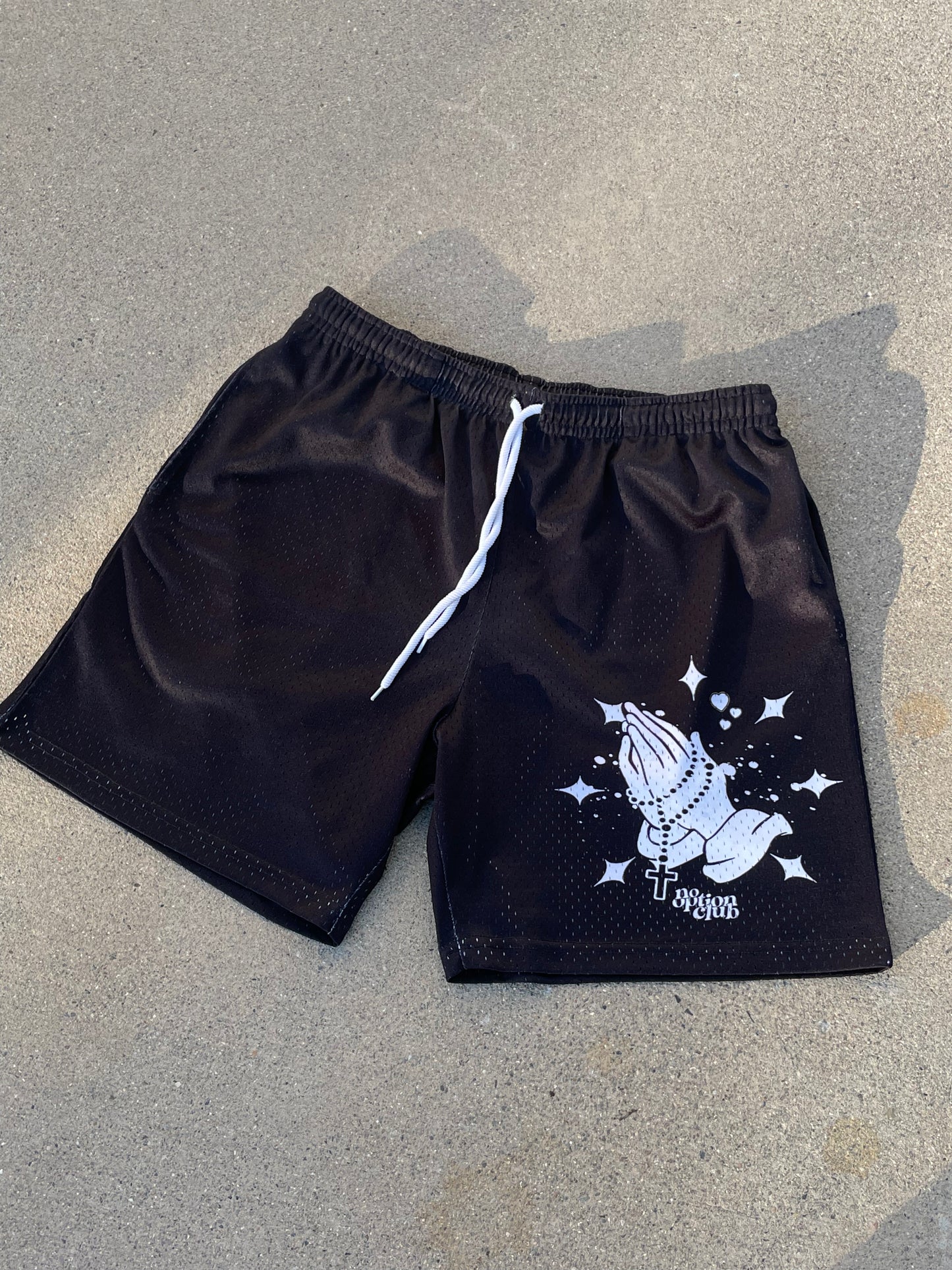 BLACK ETHERNAL MESH SHORTS